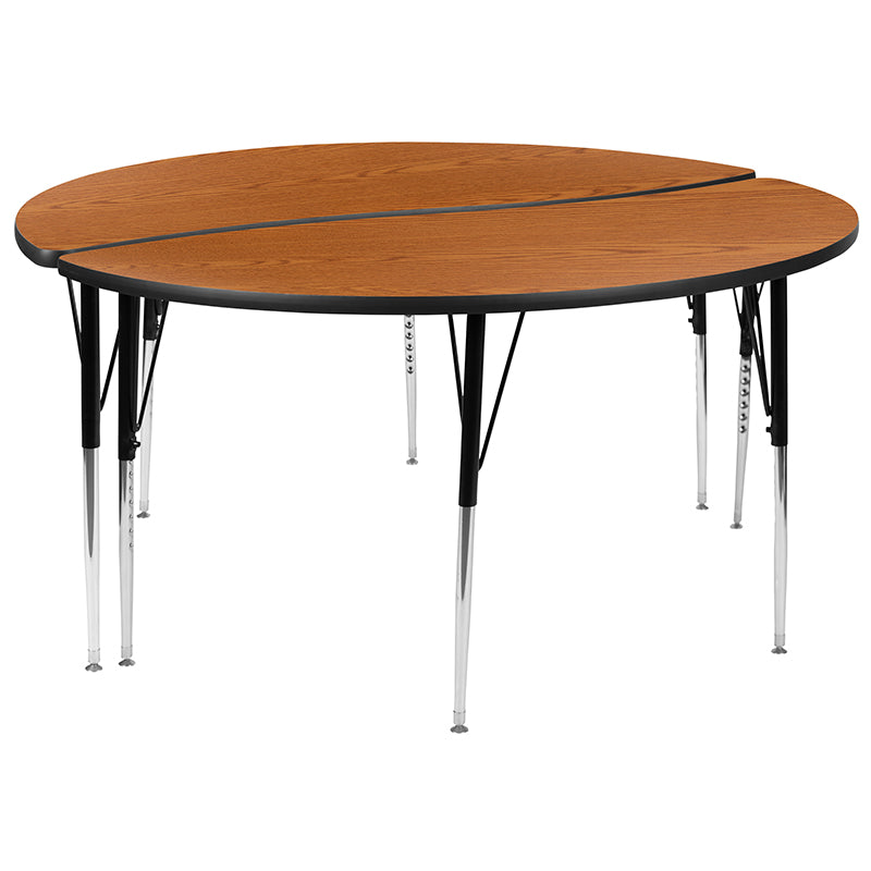 2pc 60" Circle Oak Table Set