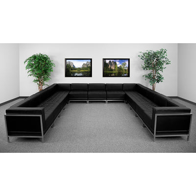 Black Leather Sectional, 13 Pc