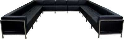 Black Leather Sectional, 13 Pc