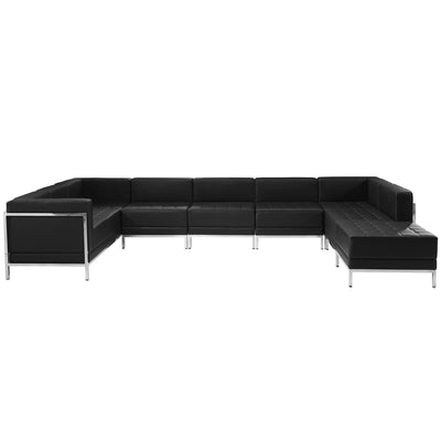 Black Leather Sectional, 7 Pc