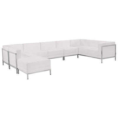 White Leather Sectional, 7 Pc