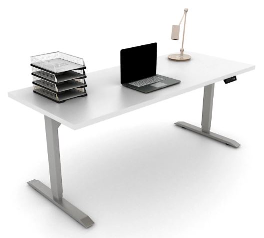 Friant Height Adjustable Table -2 stage Silver Base  30x60 White  Top (New With Warranty)