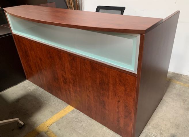 CLOSEOUT MJ RECEPTION DESK CHRRY WITH GLASS