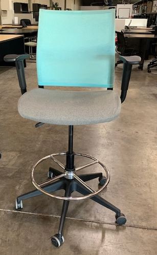 PRE-OWNED TEAL/GREY DRAFTING STOOL