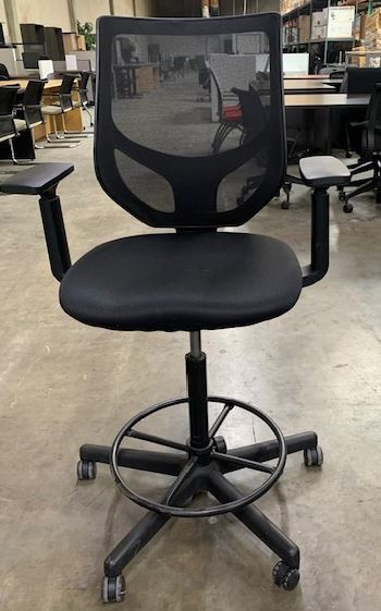 PRE-OWNED MESH BACK DRAFTING STOOL COLOR: BLACK 1 AVAILABLE $100