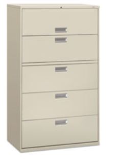 HON COMPANY 600 Series Five-Drawer Lateral File 42"W w/ Roll-Out shelf - Miramar Office