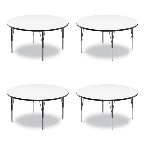 Dry Erase Markerboard Activity Tables, Round, 42" X 19" To 29", White Top, Black Legs, 4/pallet, Ships In 4-6 Business Days