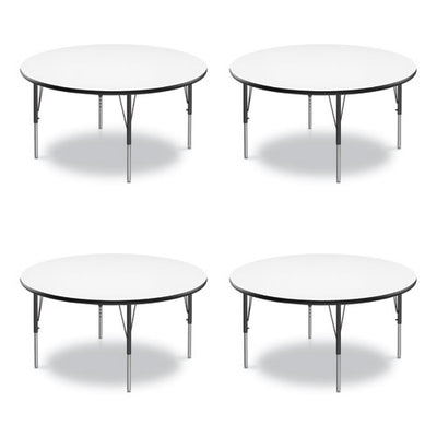Dry Erase Markerboard Activity Tables, Round, 42" X 19" To 29", White Top, Black Legs, 4/pallet, Ships In 4-6 Business Days