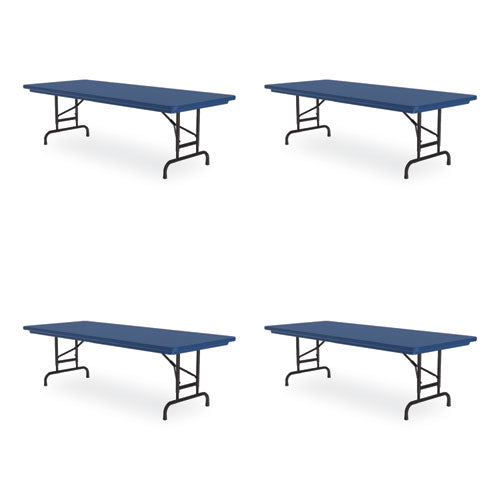 Adjustable Folding Tables, Rectangular, 60" X 30" X 22" To 32", Blue Top, Black Legs, 4/pallet, Ships In 4-6 Business Days