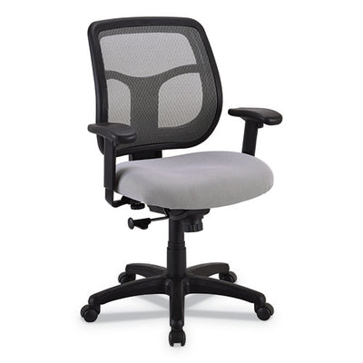 Apollo Mid-back Mesh Chair, 18.1" To 21.7" Seat Height, Silver Seat, Silver Back, Black Base