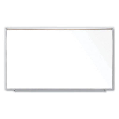 Magnetic Porcelain Whiteboard With Satin Aluminum Frame And Map Rail, 96.53 X 60.47, White Surface, Ships In 7-10 Bus Days