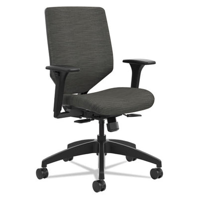 Solve Series Upholstered Back Task Chair, Supports Up To 300 Lb, 17" To 22" Seat Height, Ink Seat/back, Black Base