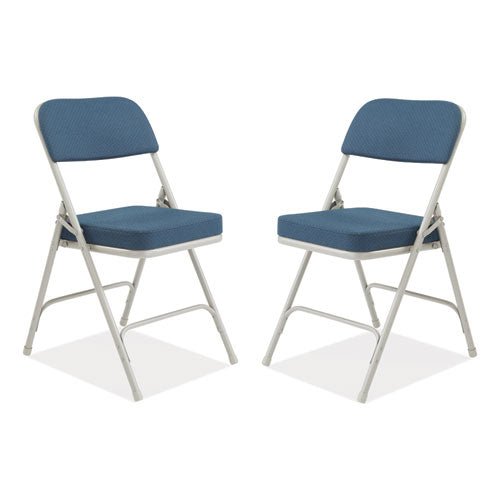 3200 Series Fabric Dual-hinge Folding Chair, Supports 300 Lb, Regal Blue Seat/back, Gray Base, 2/ct, Ships In 1-3 Bus Days