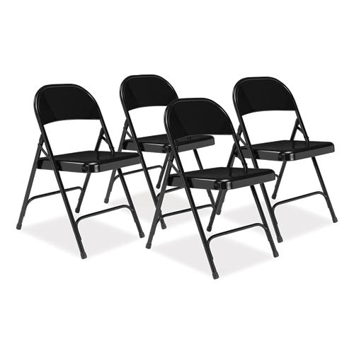 50 Series All-steel Folding Chair, Supports 500 Lb, 16.75" Seat Height, Black Seat/back/base, 4/ct,ships In 1-3 Business Days
