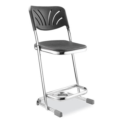 6600 Series Elephant Z-stool With Backrest, Supports 500 Lb, 22" Seat Ht, Black Seat/back, Chrome Frame,ships In 1-3 Bus Days