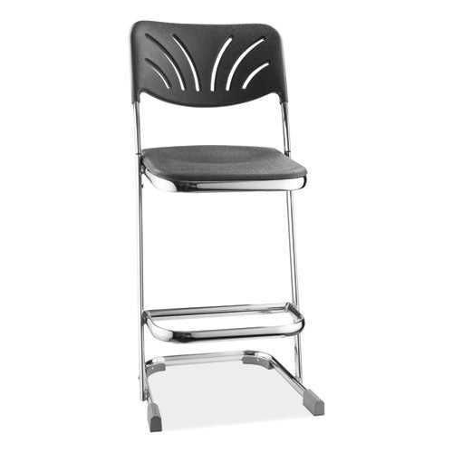 6600 Series Elephant Z-stool With Backrest, Supports 500 Lb, 24" Seat Ht, Black Seat/back, Chrome Frame,ships In 1-3 Bus Days