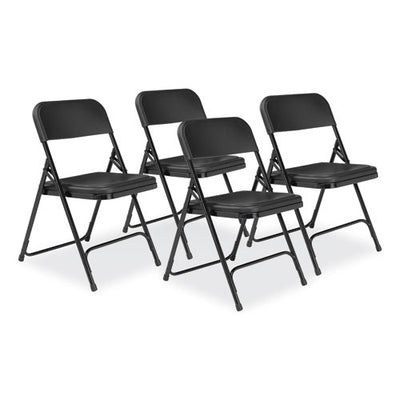 800 Series Plastic Folding Chair, Supports 500lb, 18" Seat Height, Black Seat/back, Black Base, 4/ct, Ships In 1-3 Bus Days