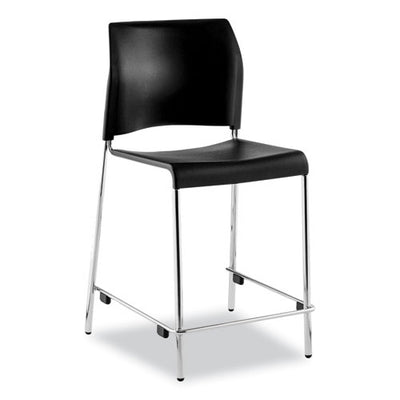 Cafetorium Counter Height Stool, Supports Up To 300 Lb, 24" Seat Height, Black Seat/back, Chrome Base, Ships In 1-3 Bus Days