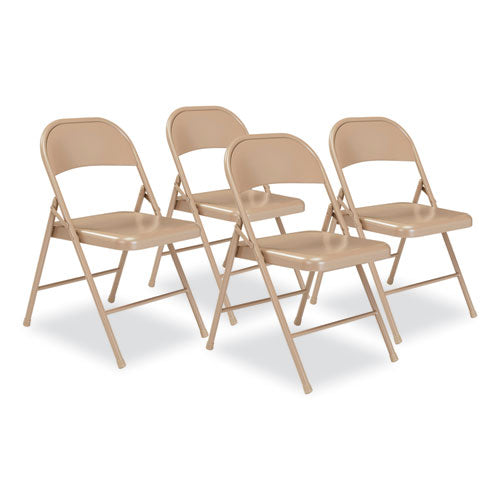 900 Series All-steel Folding Chair, Supports 250lb, 17.75" Seat Height, Beige Seat/back/base, 4/ct,ships In 1-3 Business Days