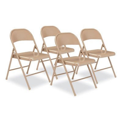 900 Series All-steel Folding Chair, Supports 250lb, 17.75" Seat Height, Beige Seat/back/base, 4/ct,ships In 1-3 Business Days