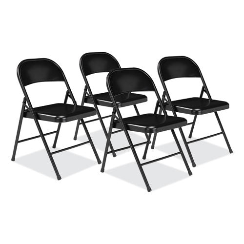 900 Series All-steel Folding Chair, Supports 250lb, 17.75" Seat Height, Black Seat/back/base, 4/ct,ships In 1-3 Business Days
