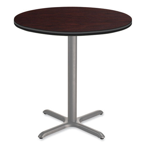 Cafe Table, 36" Diameter X 42h, Round Top/x-base, Mahogany Top, Gray Base, Ships In 1-3 Business Days