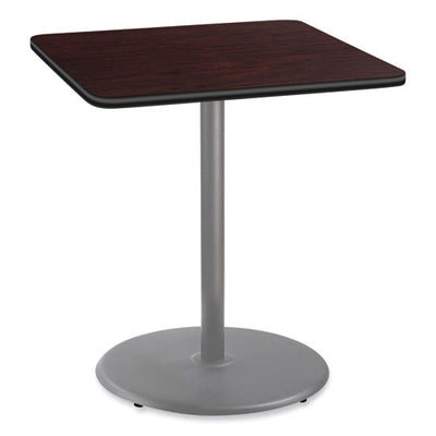 Cafe Table, 36w X 36d X 42h, Square Top/round Base, Mahogany Top, Gray Base, Ships In 1-3 Business Days