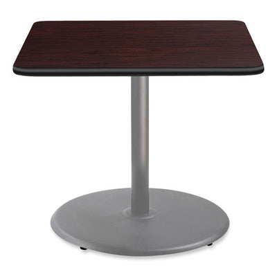 Cafe Table, 36w X 36d X 30h, Square Top/round Base, Mahogany Top, Gray Base, Ships In 1-3 Business Days