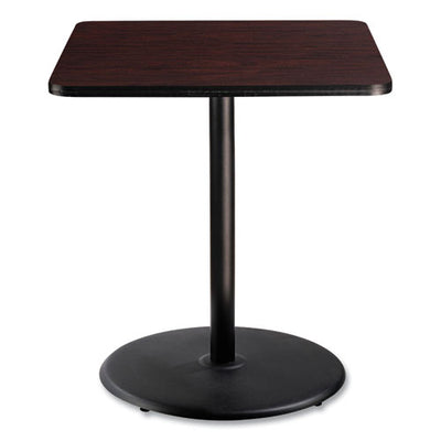 Cafe Table, 36w X 36d X 42h, Square Top/round Base, Mahogany Top, Black Base, Ships In 1-3 Business Days