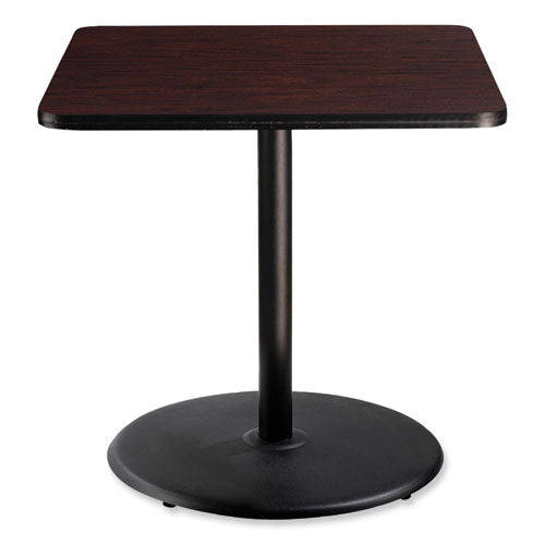 Cafe Table, 36w X 36d X 36h, Square Top/round Base, Mahogany Top, Black Base, Ships In 1-3 Business Days