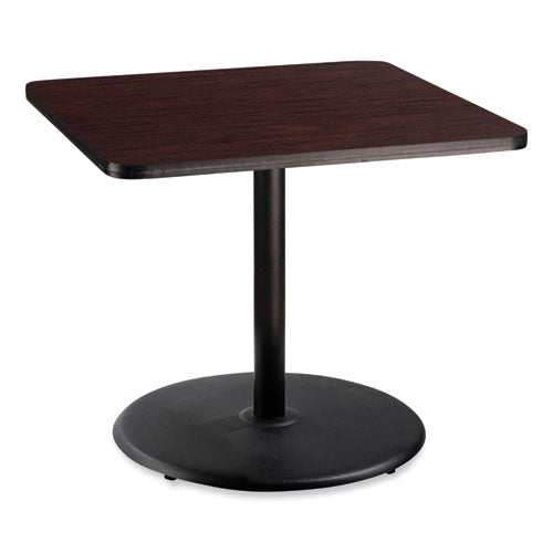 Cafe Table, 36w X 36d X 30h, Square Top/round Base, Mahogany Top, Black Base, Ships In 1-3 Business Days