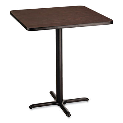 Cafe Table, 36w X 36d X 42h, Square Top/x-base, Mahogany Top, Black Base, Ships In 1-3 Business Days