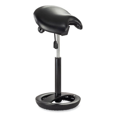 Twixt Extended-height Saddle Seat Stool, Backless, Supports 300lb, 22.9" To 32.7" High Black Seat, Ships In 1-3 Business Days