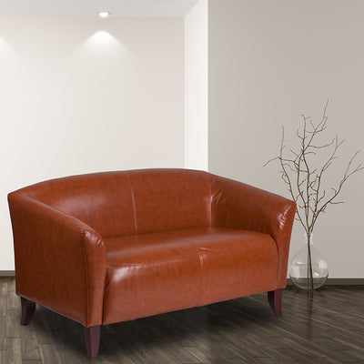 Cognac Leather Loveseat