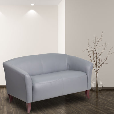 Gray Leather Loveseat