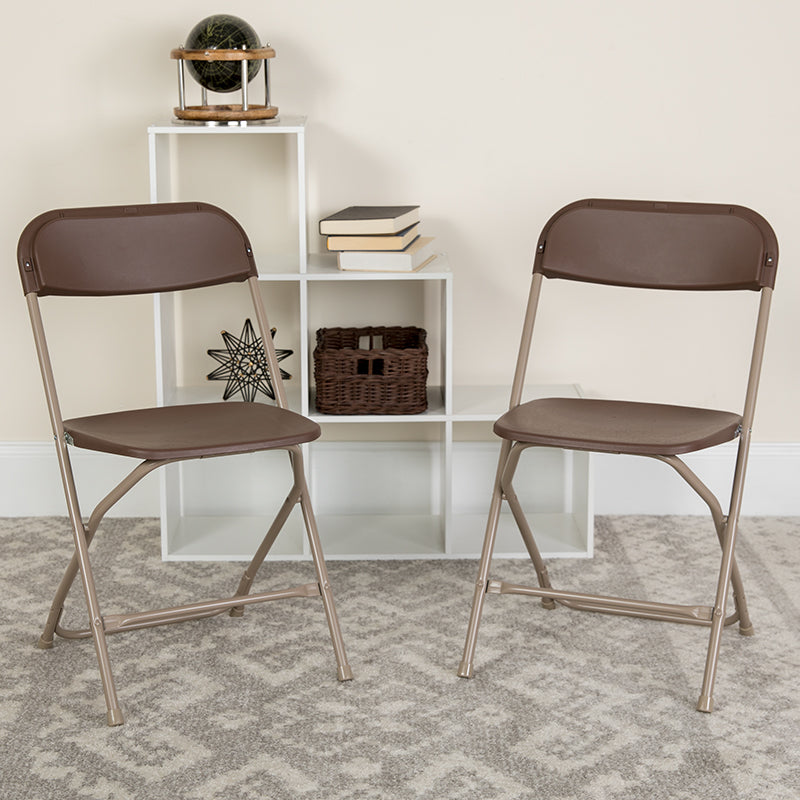 Brown Plastic Folding Chair