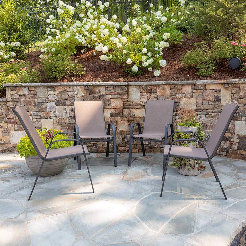 4pk Brown Patio Stack Chair