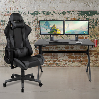 Black Gaming Desk & Chair Set