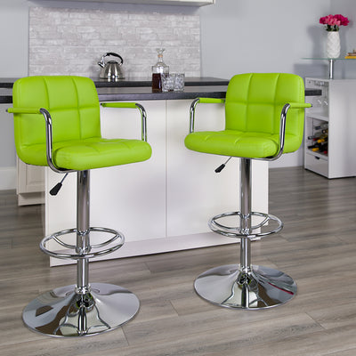 Green Quilted Vinyl Barstool