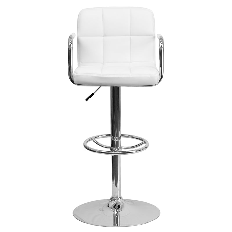 White Quilted Vinyl Barstool