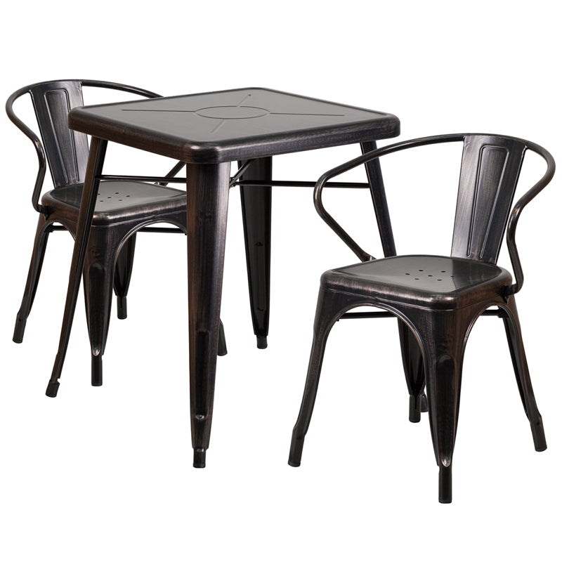 23.75sq Aged Black Table Set