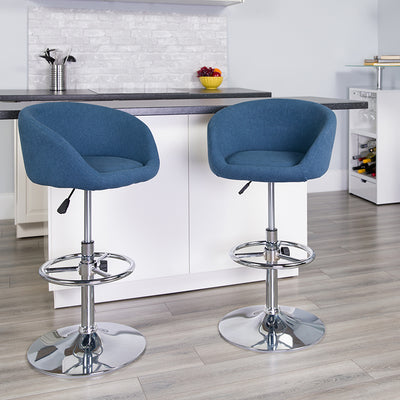 Blue Fabric Barstool