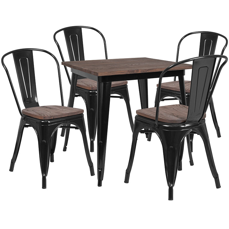 31.5sq Black Metal Table Set