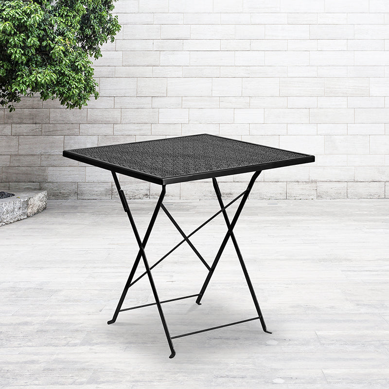 28sq Black Folding Patio Table