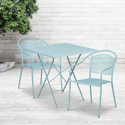 28sq Sky Blue Fold Patio Set