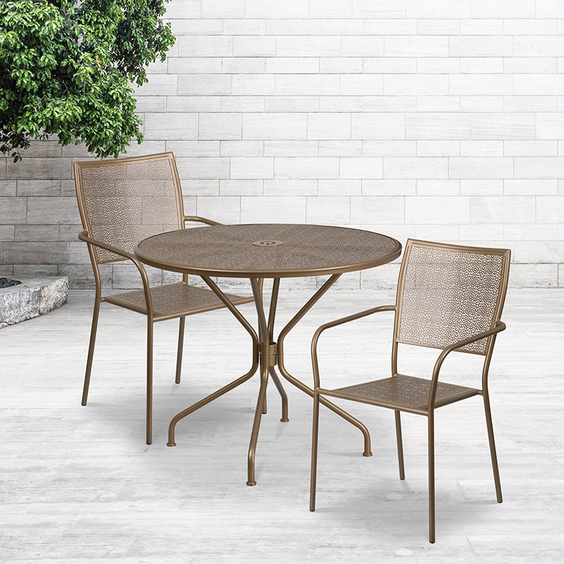 35.25rd Gold Patio Table Set