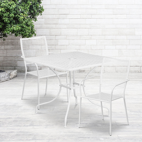 35.5sq White Patio Table Set Miramar Office