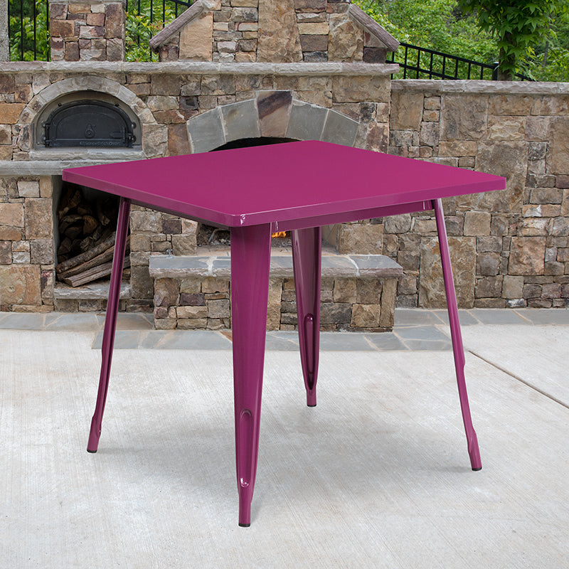 31.5sq Purple Metal Table