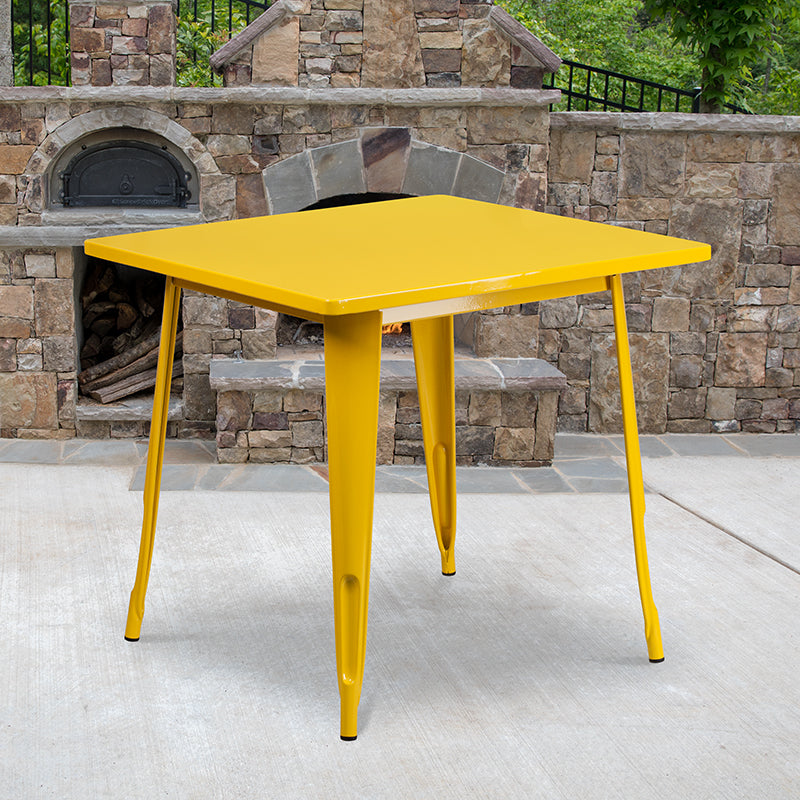 31.5sq Yellow Metal Table