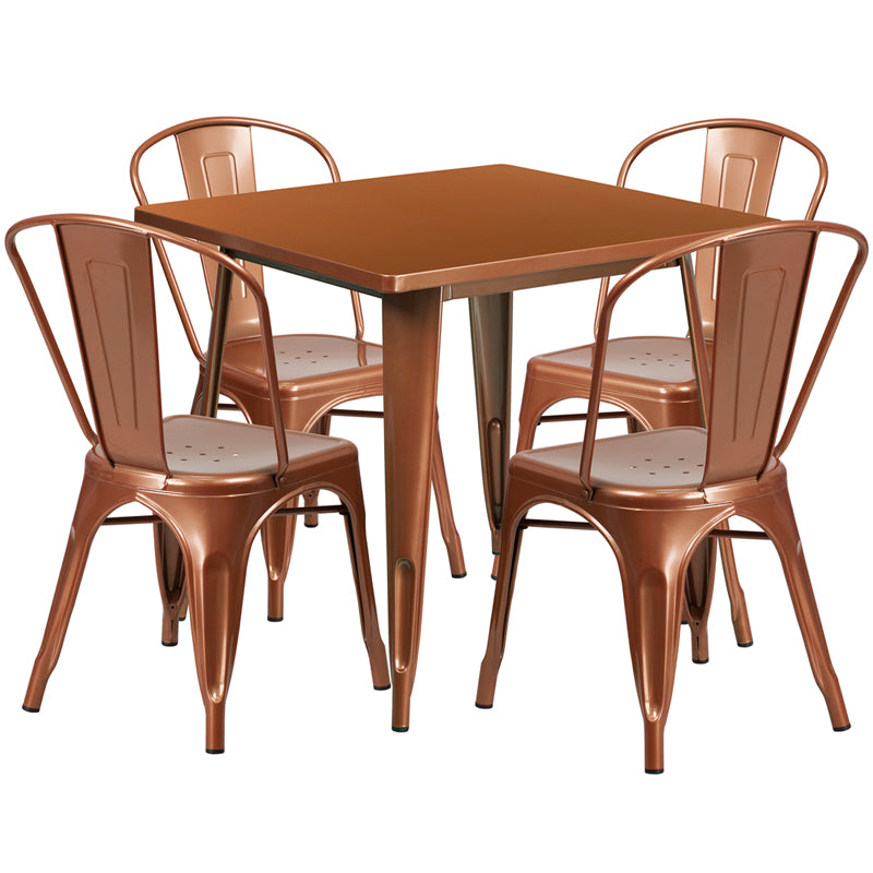 31.5sq Copper Metal Table Set